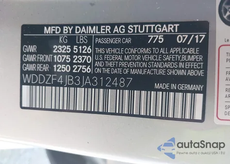 2018 Mercedes-Benz E 300 from USA, damaged, VIN WDDZF4JB3JA312487